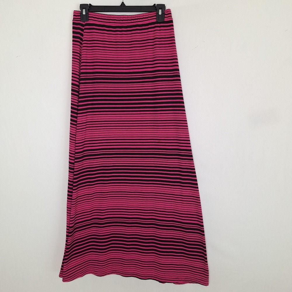 Y2K 2000S Retro McBling Soft Grunge Mix & Co. M Striped‎ Maxi Skirt Black Pink